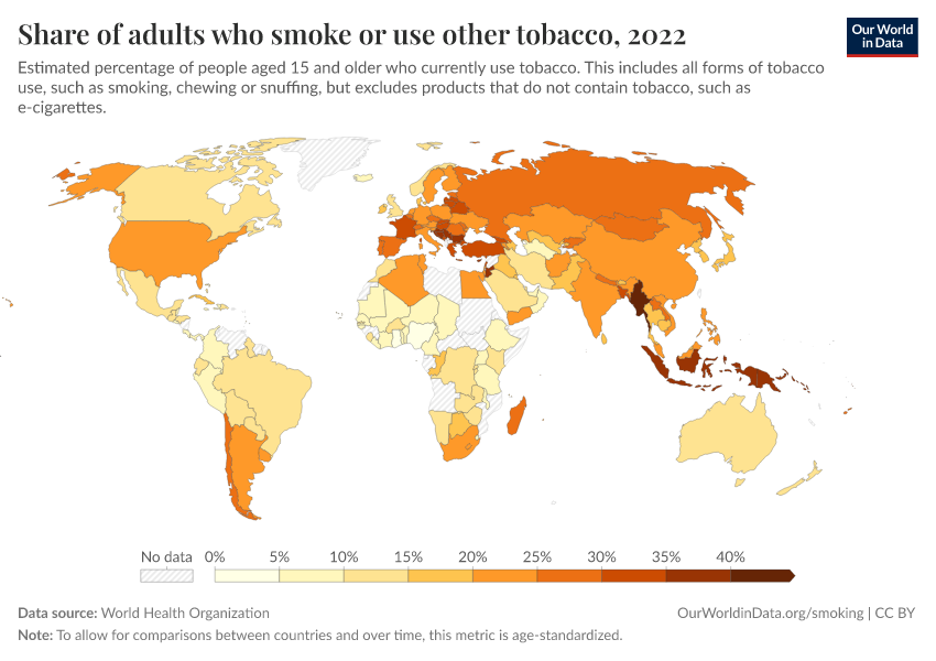 A thumbnail of the "Share of adults who smoke or use tobacco" chart